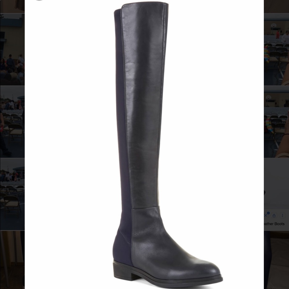 BCBG Authentic Leather Navy Blue Boots